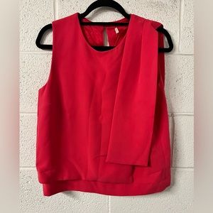 Vintage Fuschia-Red Layered Sleeveless Blouse